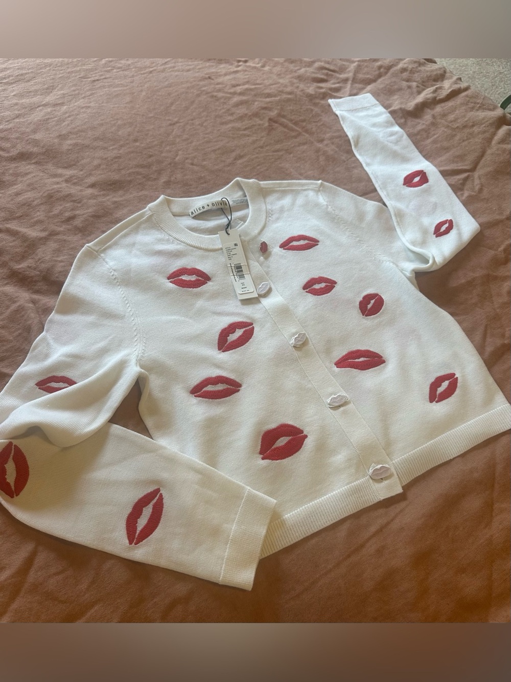 Alice + Olivia Daroda Kiss Lipstick Stretch ~ Wool Cardigan